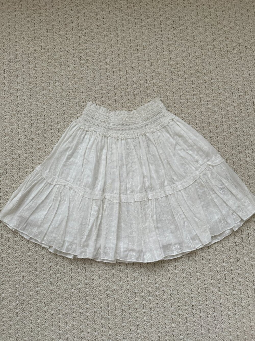 Guess tiered cotton voile skirt with smocked waist